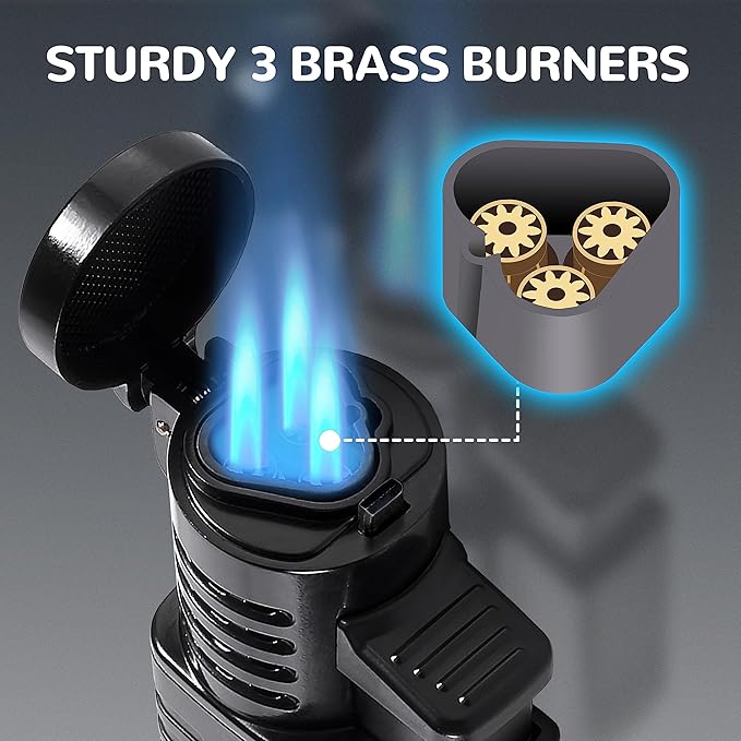 2 Pack Torch Lighter Triple 3 Jet Flame Adjustable Lighter Windproof Refillable Butane Gas Lighter Fuel Visible Pocket Lighter in a Gift Box(Fluid Not Included) Pearl Black&Pearl White