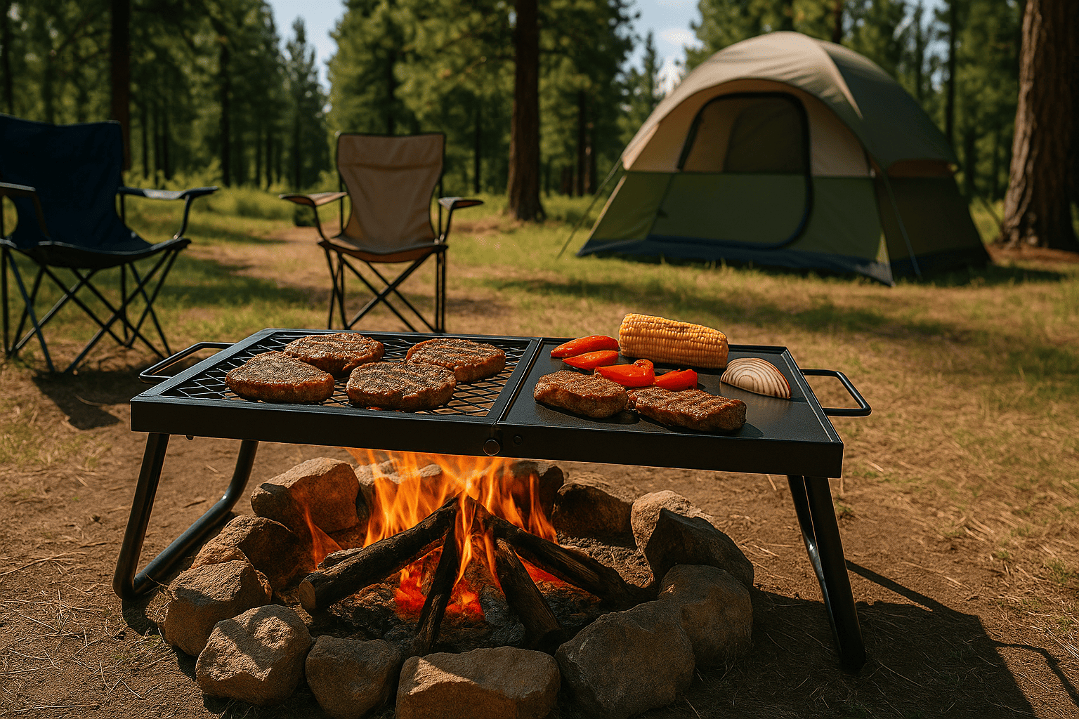 Master Outdoor Cooking with the VEVOR Folding Campfire Grill: Portable, Heavy Duty & Built for Adventure