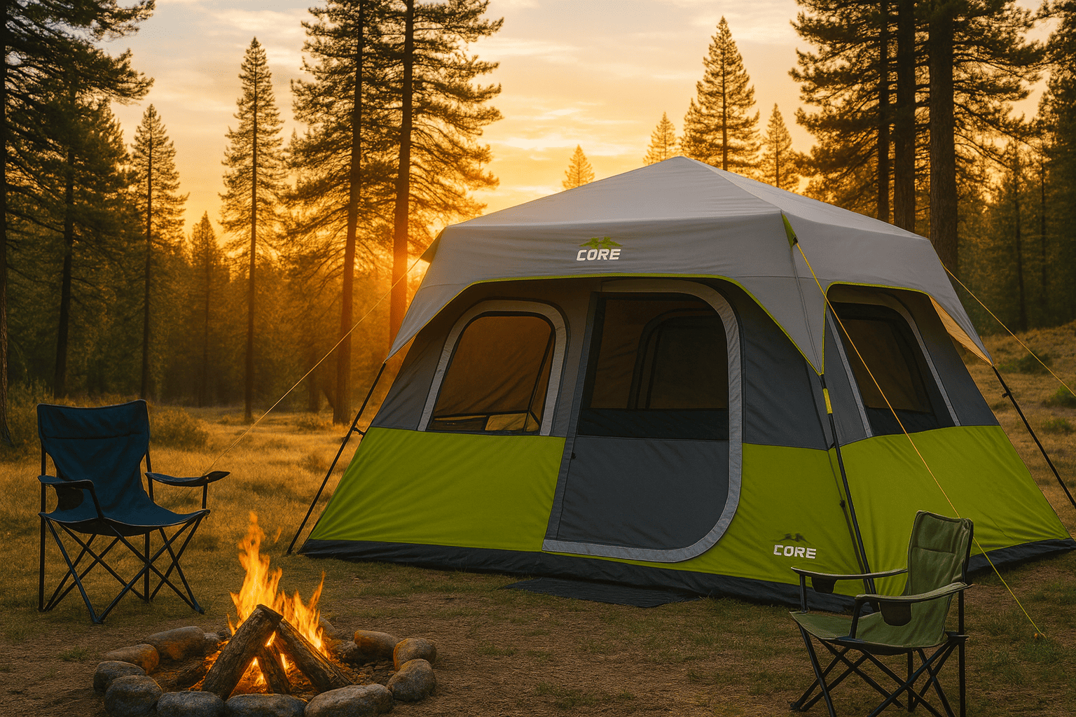 CORE Instant Cabin Tents: The Ultimate Pop Up Family Camping Tent (6/9/10/12 Person Options)
