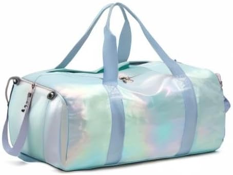 Sports Gym Dance Bag for Women Girls, Shimmery Waterproof Duffle Travel Bag With Shoes Compartment and Wet Dry Pocket (Green)