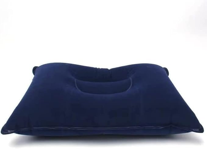 2 Pack Inflatable Pillow Blue Ultralight Pillow Camping Travel Pillow Small Squared Flocked Fabric Air Pillow for Camping and Hiking
