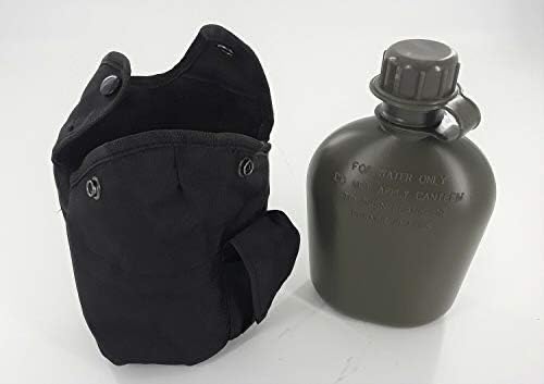 1Qt. Military Field Canteen with Pile Lined Case Holder for Camping, Hiking, Trekking, School