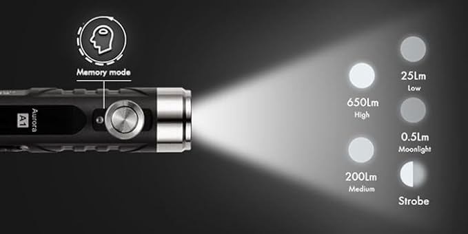 RovyVon Aurora A1 Keychain Flashlight USB C Rechargeable, Max 420 Lumen Super Bright with EDC Mini Size, 5 Mode Easy Use, Waterproof, Perfect for Camping Emergency Outdoor