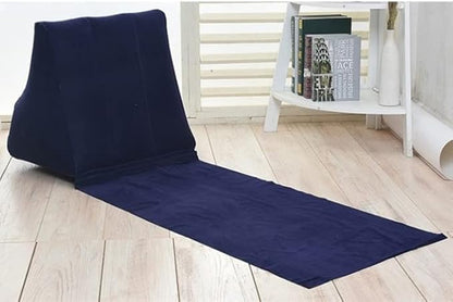 2X Inflatable Outdoor Sun Bath Beach Mat Pillows Flocking Beach Chairs with Backrest Inflatable Lounger for Portable Travel Camping (Deep Purple)