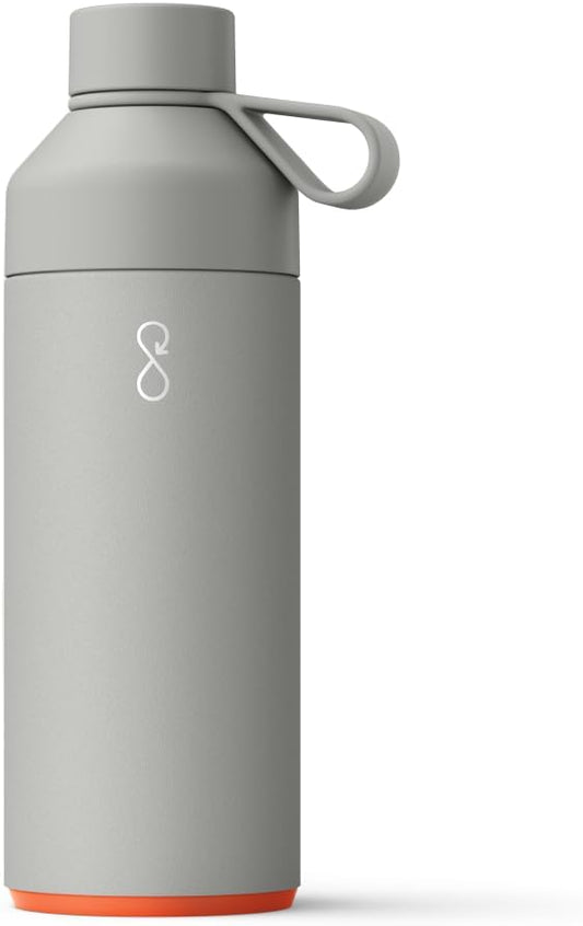 Ocean Bottle - Recycled Stainless Steel Drinks Reusable Water Bottle - Eco-Friendly & Reusable - Rock Grey - 34 oz