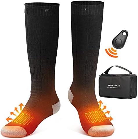 VELAZZIO Heated Socks for Men Women, Remote Control 4000mAh 3.7V Rechargeable Electric Heated Socks with 3 Heat Settings for Winter Sports