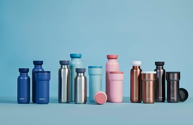 MEPAL, Medium Insulated Water Bottle with Lid, for Coffee, Tea, Juice and Soda, BPA Free, Nordic Denim, Holds 17 oz, 1 Count