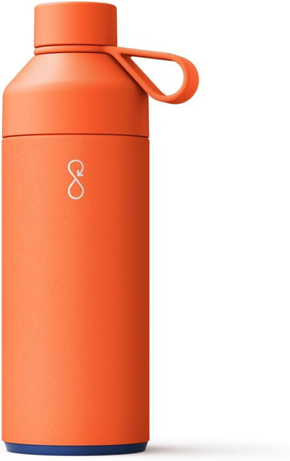 Ocean Bottle - Recycled Stainless Steel Drinks Reusable Water Bottle - Eco-Friendly & Reusable - Sun Orange - 34 oz