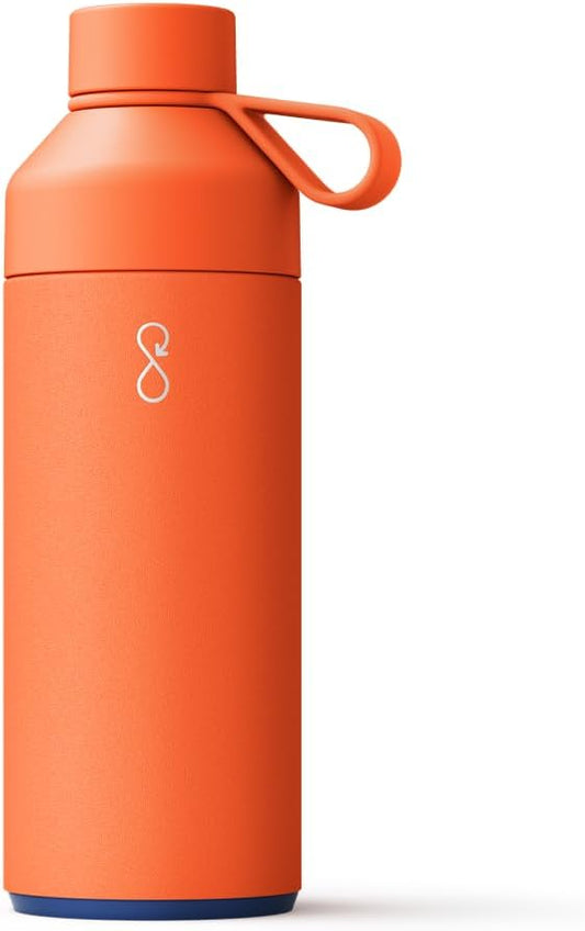 Ocean Bottle - Recycled Stainless Steel Drinks Reusable Water Bottle - Eco-Friendly & Reusable - Sun Orange - 34 oz