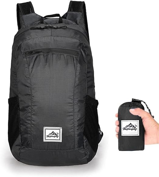 20L Ultra Lightweight Foldable Backpack Small Hiking Rucksack Ultralight Water Resistant Travel Packable Daypack for Men Women for Outdoor Sport Travelling Walking Hiking Camping Biking (Black B)
