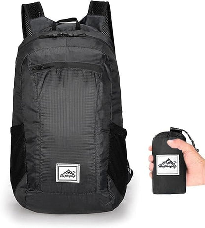 20L Ultra Lightweight Foldable Backpack Small Hiking Rucksack Ultralight Water Resistant Travel Packable Daypack for Men Women for Outdoor Sport Travelling Walking Hiking Camping Biking (Black B)