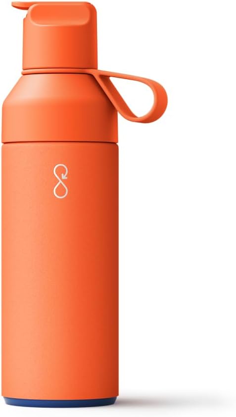 Ocean Bottle - Recycled Stainless Steel Go Water Bottle - Eco-Friendly & Reusable Bottle - Sun Orange - 17 oz