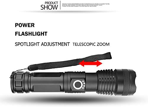 LED Flashlight 90000 lumens Rechargeable Most Powerful USB Torch xhp70 xhp50 Hunting (Gray)