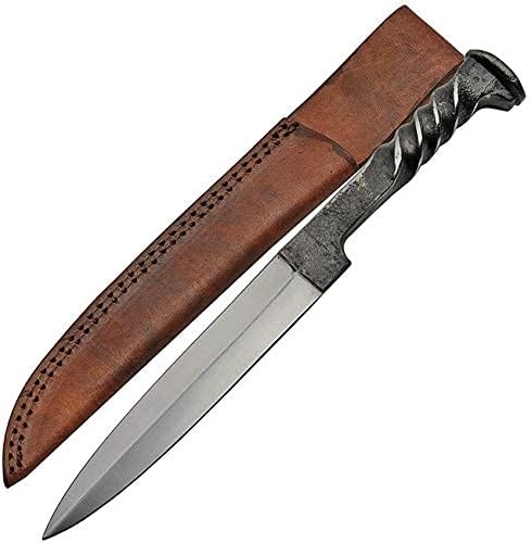 12" Twisted Handle Railroad Spike Dagger with Sheath,Black