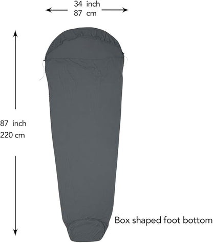 Travel Sheets for Hotel, Rayon Derived from Bamboo, Stretchy Sleep Sack for Adults, Warm Weather/Summer Sleeping Bag Liner for Camping and Travel, Rectangular with Pillow Pocket, Mummy, Cooling Sheets