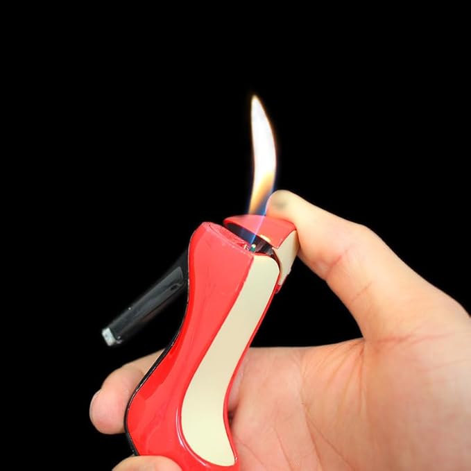 2 Pack Red Black Windproof Butane Jet Torch Lighter,Funny Cool Lighters,Adjustable Jet Flame Torch,Refillable,Grill BBQ Candle Camping(Without Gas) (R3)