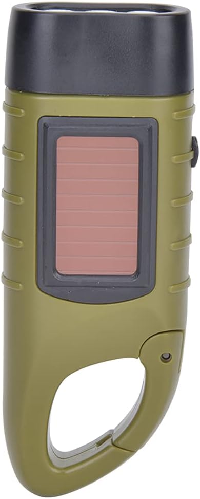 LED Emergency Flashlight, Solar Panel Portable LED High Brightness Light Emergency Hand Cranking Flashlight for Survival Gear for Emergency Hiking Camping(ArmyGreen)