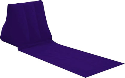 2X Inflatable Outdoor Sun Bath Beach Mat Pillows Flocking Beach Chairs with Backrest Inflatable Lounger for Portable Travel Camping (Deep Purple)