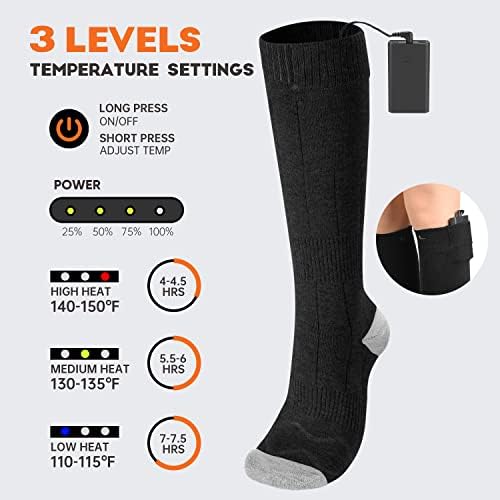 VELAZZIO Heated Socks for Men Women, Remote Control 4000mAh 3.7V Rechargeable Electric Heated Socks with 3 Heat Settings for Winter Sports