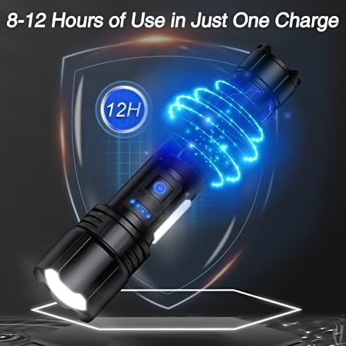 Rechargeable Flashlights High Lumens, Led Flashlight 990000 Lumens Bright Flash Light with 7 Modes, Flashlights for Camping, Home, IPX7 Waterproof (2 Pack)