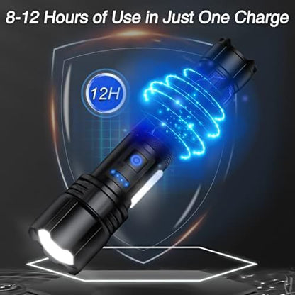 Rechargeable Flashlights High Lumens, Led Flashlight 990000 Lumens Bright Flash Light with 7 Modes, Flashlights for Camping, Home, IPX7 Waterproof (2 Pack)