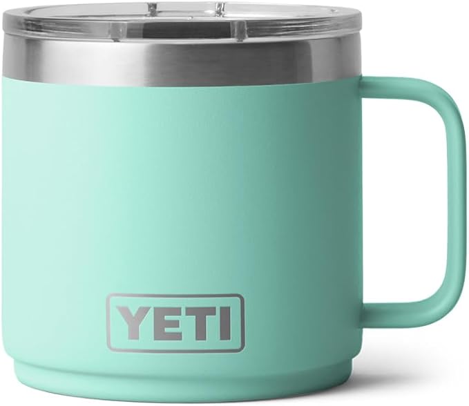 YETI Rambler 14 oz Stackable Mug, Vacuum Insulated, Stainless Steel with MagSlider Lid, Seafoam