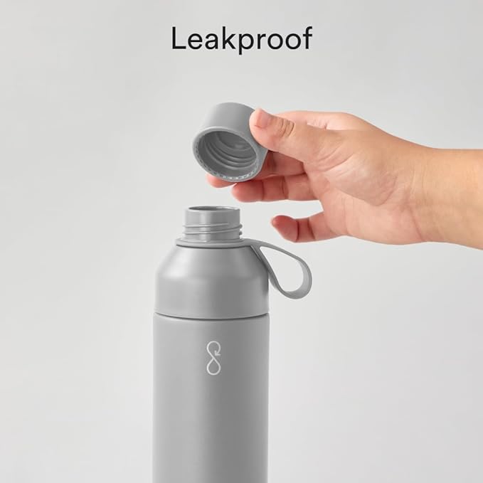 Ocean Bottle - Recycled Stainless Steel Drinks Reusable Water Bottle - Eco-Friendly & Reusable - Rock Grey - 17 oz