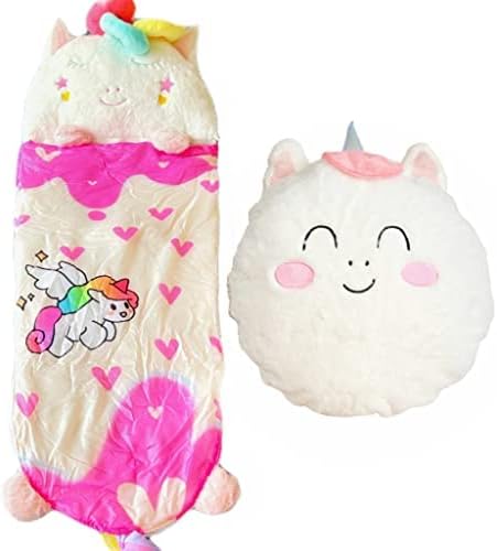 Happy Kids Sleeping Bag, Animal Bags, Sleepy Sack, Comfy, Cozy, Compact, Sleeping Bag with Pillow, Soft Pillow, Nap Mat, Wram Plush with Cotton, Slumber Bag