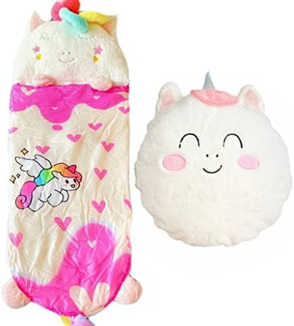 Happy Kids Sleeping Bag, Animal Bags, Sleepy Sack, Comfy, Cozy, Compact, Sleeping Bag with Pillow, Soft Pillow, Nap Mat, Wram Plush with Cotton, Slumber Bag