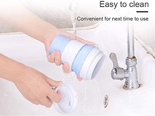 Collapsible Coffee Cup, 20 OZ 600ml Silicone Folding Camping Cup, Leak Proof BPA Free Portable Cup, Travel mug with Lids for hiking (Light Blue)
