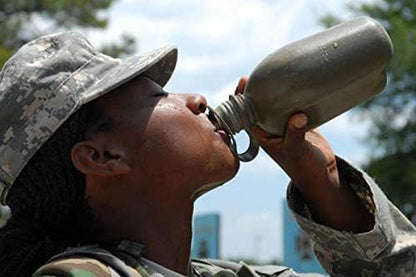 1Qt. Military Field Canteen with Pile Lined Case Holder for Camping, Hiking, Trekking, School