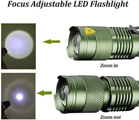 MODOAO 6 Pack,7W 300LM SK-68 3 Modes Mini Light Black Q5 LED Tactical Flashlight, LED Mini Flashlights,Tactical Flashlight for Camping Hiking Emergency(Green)