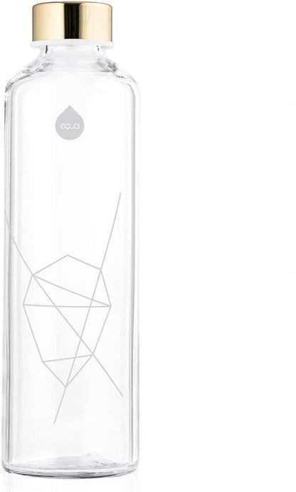 EQUA Glass Water Bottle with Faux Leather Sleeve, 750ml, Leak Proof and BPA Free, 100% Borosilicate Glass, MM Faux PL