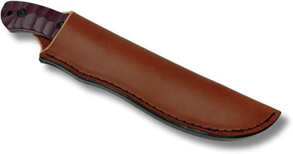 ESEE James Gibson Designed JG5 Nessmuk Fixed Blade Knife w/Sculpted Micarta Handles, Black Oxide Finish, and Brown Leather Pouch Sheath (Burgundy Sculpted Linen Micarta)