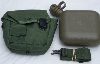 OD Green Military Issue 2 Quart Water Canteen with New issue Carrier and sling by Unicor