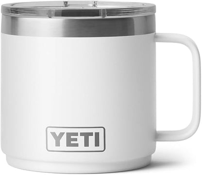 YETI Rambler 14 oz Stackable Mug, Vacuum Insulated, Stainless Steel with MagSlider Lid, White