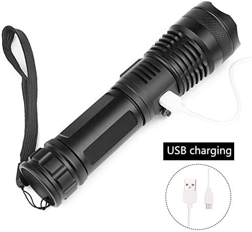 LED Flashlight 90000 lumens Rechargeable Most Powerful USB Torch xhp70 xhp50 Hunting (Gray)