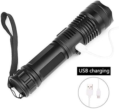LED Flashlight 90000 lumens Rechargeable Most Powerful USB Torch xhp70 xhp50 Hunting (Gray)