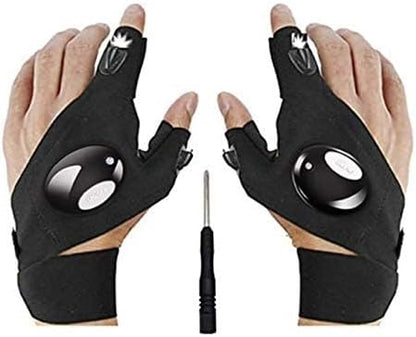 Flashlight Gloves, Fingerless LED Flashlight Gloves, Birthday Gifts for man, Hands Free Flashlights for Working in Darkness Places Fishing, Repair, Camping, Hiking, Running