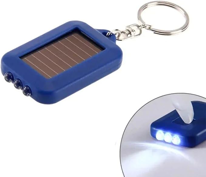 10 Pack Solar Mini Keychain Light Pocket Tiny LED Flashlight Rechargeable, Bright Small Flashlights Torch for EDC, Emergency, Power Outage,Camping, Party Favors (Blue)