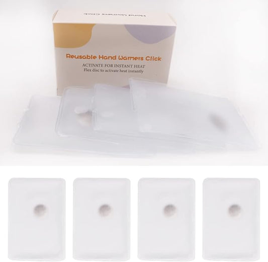 4 Pcs Reusable Snap Heat Pack,Hand Warmers Click,Pouch Gel Hand Warmers Cute Long Lasting Warmth for Camping, Outdoor,Hand Warmers Boil Click Heat Pocket Hand Warmer