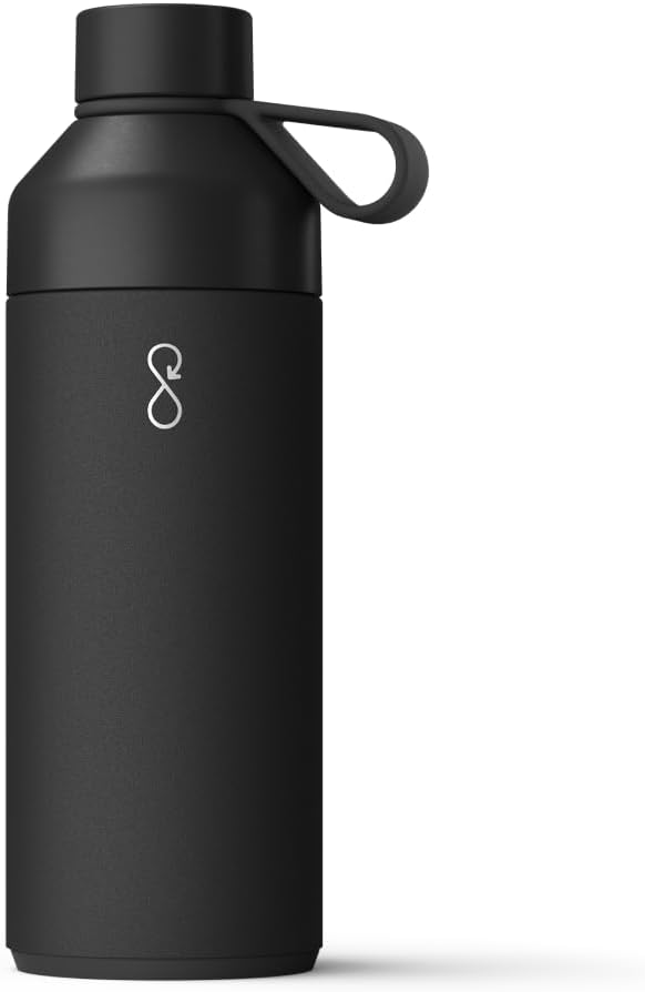 Ocean Bottle - Recycled Stainless Steel Drinks Reusable Water Bottle - Eco-Friendly & Reusable - Obsidian Black - 34 oz