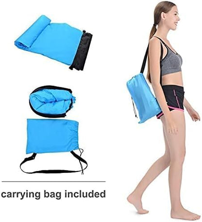 HaiChao Inflatable Lounger Sofa Air Chair Sofa Sleeping Bag Couch Air Sofa Bed for Lakes, Beaches, Garden, Camping (White-Strawberry)