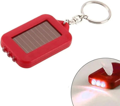 10 Pack Solar Mini Keychain Light Pocket Tiny LED Flashlight Rechargeable, Bright Small Flashlights Torch for EDC, Emergency, Power Outage,Camping, Party Favors (Red)
