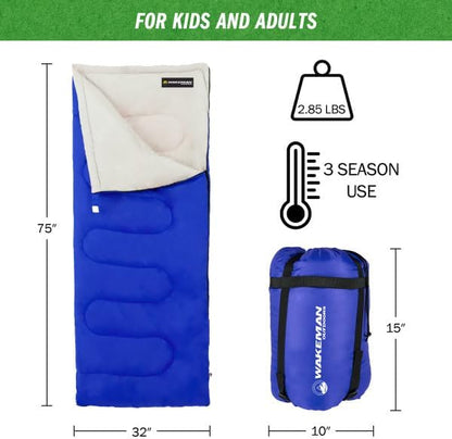 Wakeman Outdoors Sleeping Bag-Lightweight, Carrying Bag with Compression Straps Included-Great for Adults