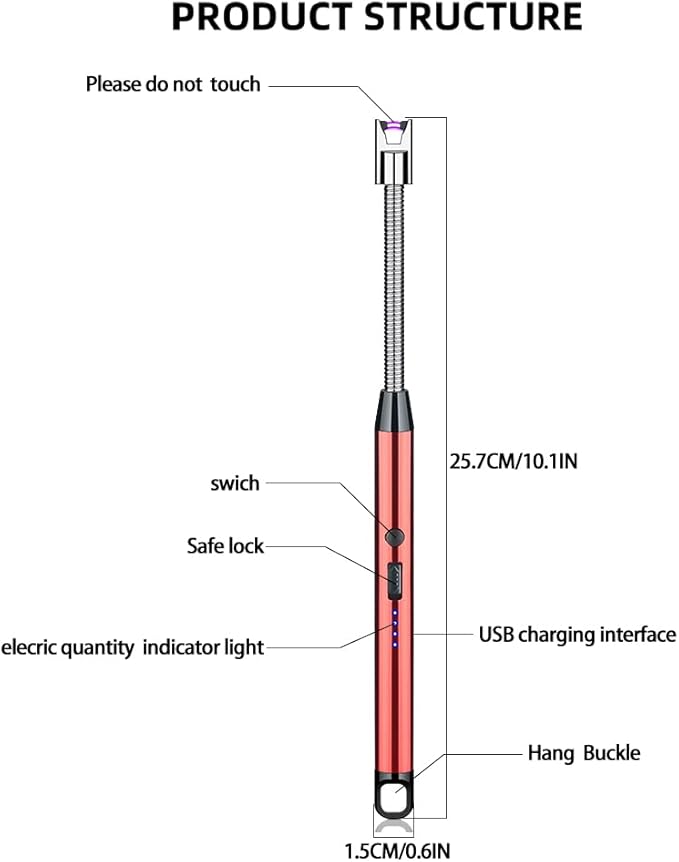 3 Pack Candle Lighter,Arc Lighter with USB Charging,Flameless Windproof,LED Battery Display,Safety Switch,Rotate 360 Degrees,for Aromatherapy,Candles,BBQ,Camping.(Red&Grey&Black)