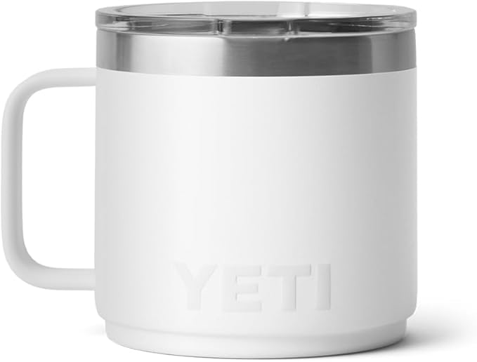 YETI Rambler 14 oz Stackable Mug, Vacuum Insulated, Stainless Steel with MagSlider Lid, White