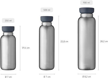 MEPAL, Medium Insulated Water Bottle with Lid, for Coffee, Tea, Juice and Soda, BPA Free, Nordic Denim, Holds 17 oz, 1 Count