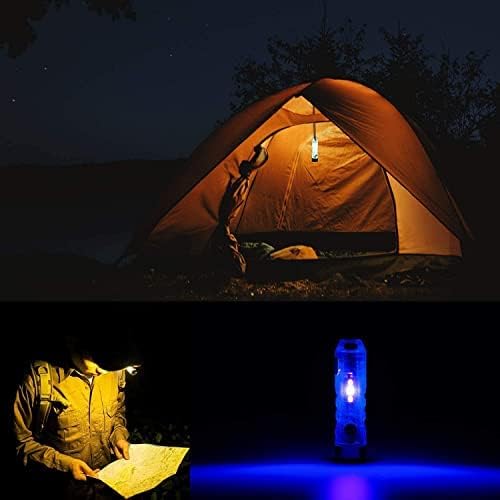 RovyVon Aurora A7 G4 Keychain Flashlight, USB C Rechargeable Max 650 High Lumen Flashlight Super Bright with EDC Small Size, 8 Mode, Glow Blue, Perfect for Gift Camping Emergencies Outdoor