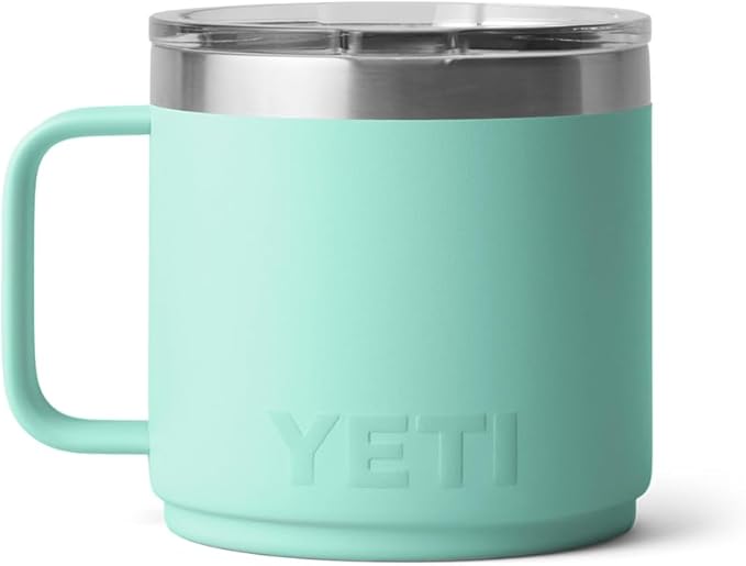YETI Rambler 14 oz Stackable Mug, Vacuum Insulated, Stainless Steel with MagSlider Lid, Seafoam
